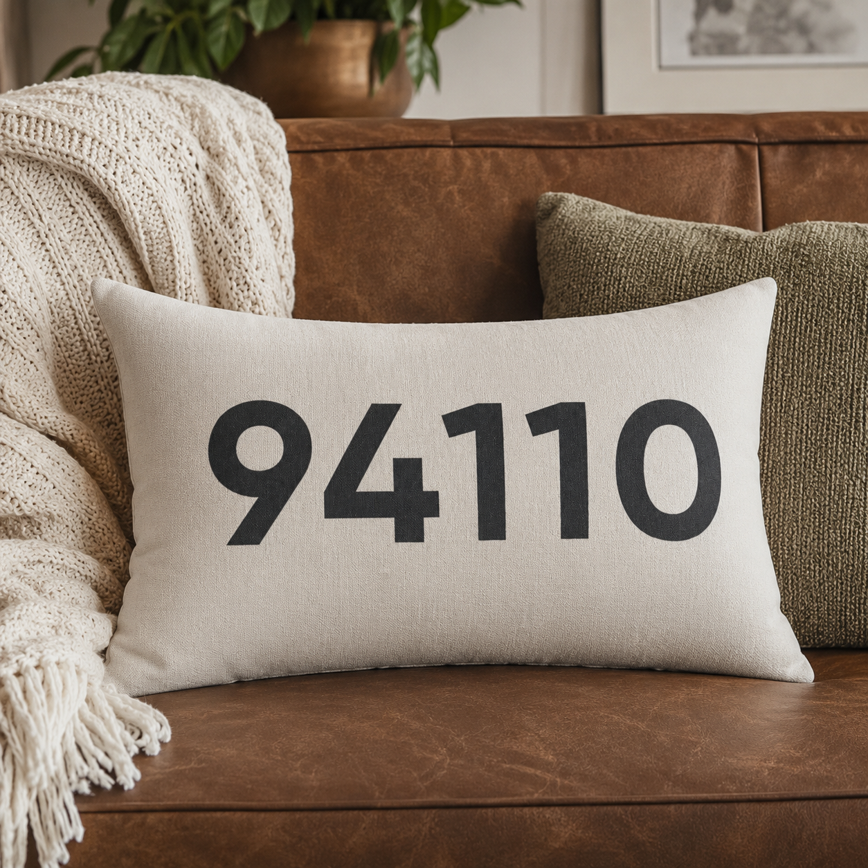 Minimal ZIP Code Personalized Pillow