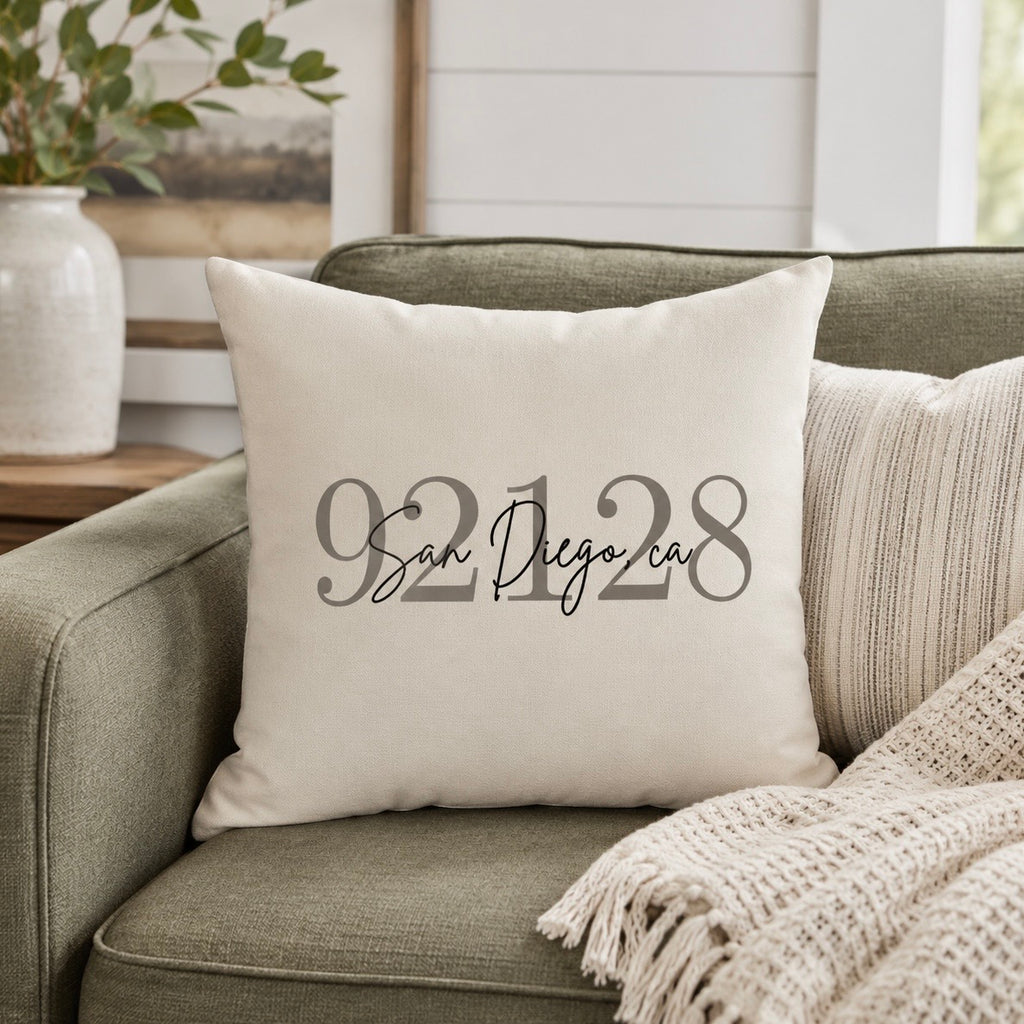 Modern ZIP Code Personalized Pillow
