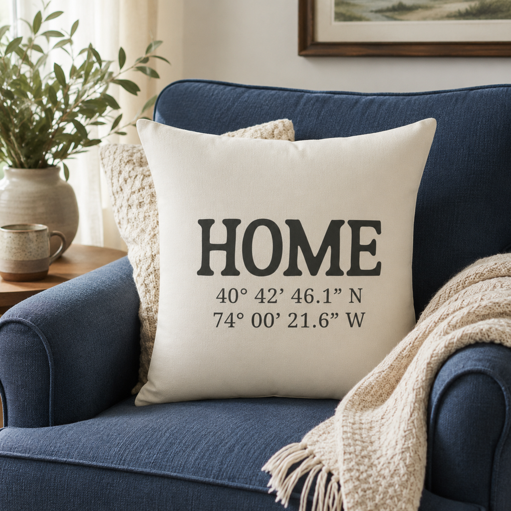 Home Coordinates Personalized Pillow