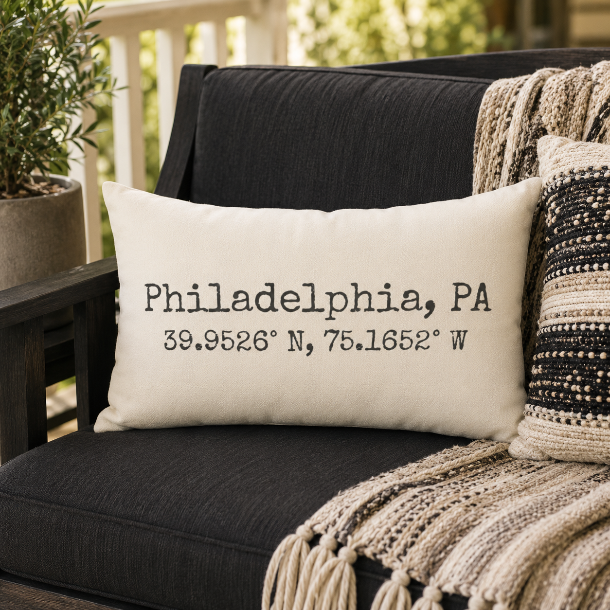 City Coordinates Personalized Pillow