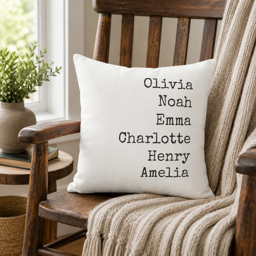 Gathered Names Personalized Pillow