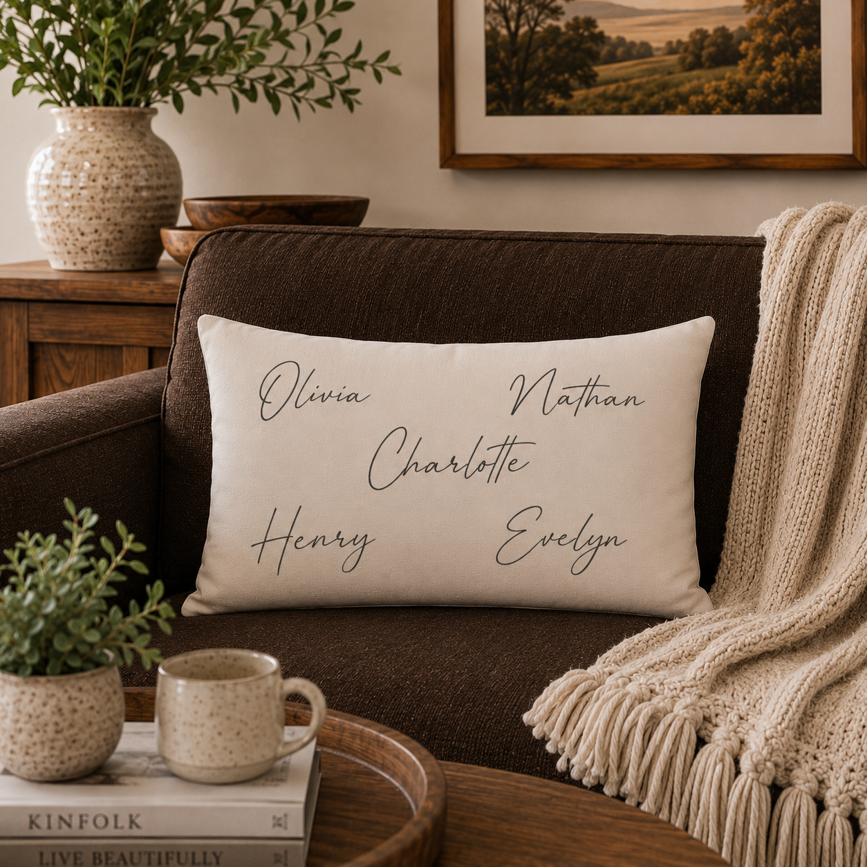 Signed Family Names Personalized Pillow