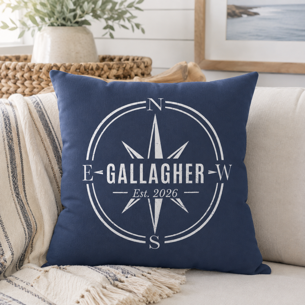 Compass Family Name Personalized Pillow