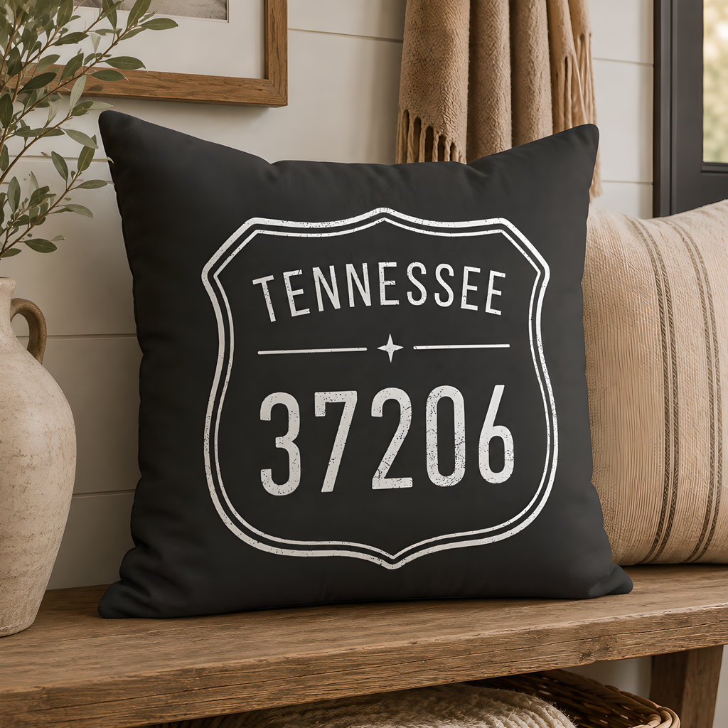 State Zip Code Road Sign Personalized Pillow